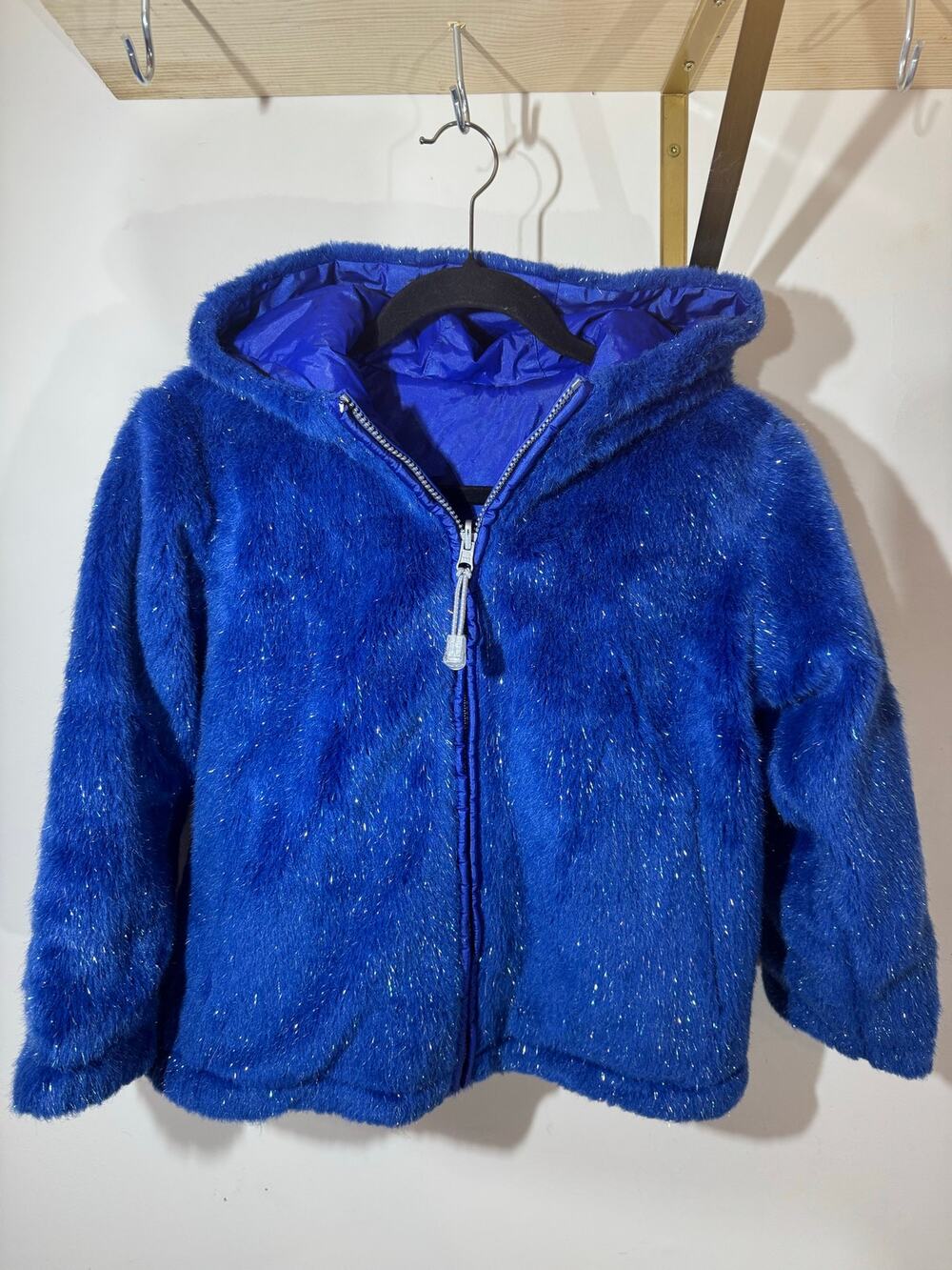 Copper Key Heavy Sparkly Blue Hooded Winter Coat Size 7/8
